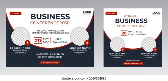 Marketing Strategies Live Webinar Banner Invitation And Social Media Post Template. Business Webinar Invitation Design. Vector EPS 10