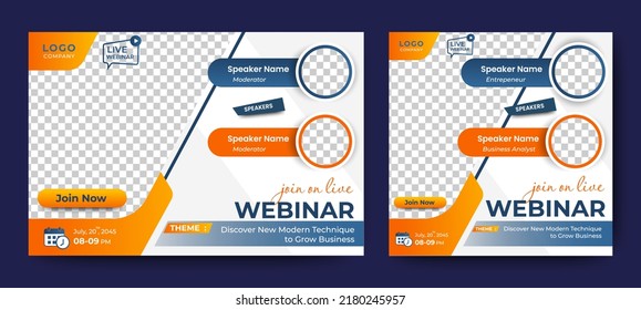 Marketing Strategies live webinar banner invitation and social media post template. Business webinar invitation design