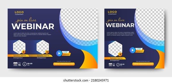 Marketing Strategies live webinar banner invitation and social media post template. Business webinar invitation design