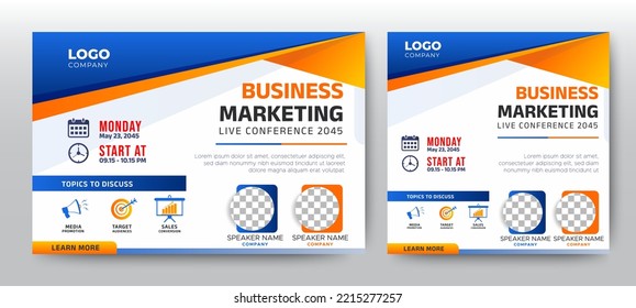 Marketing Strategies live webinar banner invitation and social media post template. Business webinar invitation design. Vector EPS 10