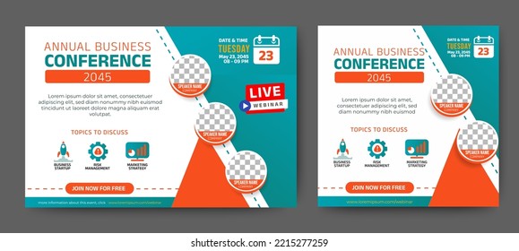 Marketing Strategies live webinar banner invitation and social media post template. Business webinar invitation design. Vector EPS 10
