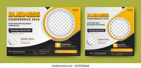 Marketing Strategies live webinar banner invitation and social media post template. Business webinar invitation design. Vector EPS 10