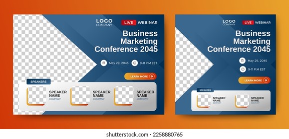 Marketing Strategies live webinar banner invitation and social media post template. Business webinar invitation design	