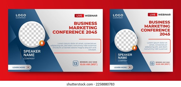 Marketing Strategies live webinar banner invitation and social media post template. Business webinar invitation design	