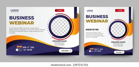 Marketing Strategies live webinar banner invitation and social media post template. Business webinar invitation design