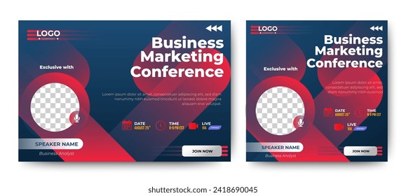 
Marketing Strategies live webinar banner invitation and social media post template. Business webinar invitation design	