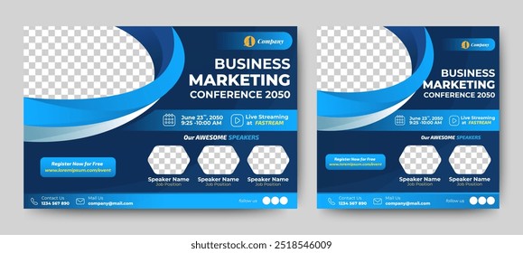 Marketing Strategies live webinar banner invitation and social media post template. Business webinar invitation design	