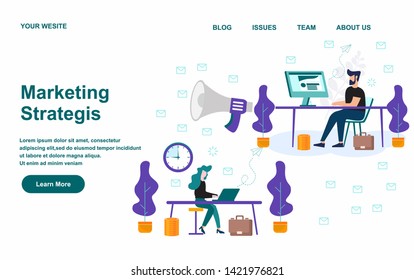 marketing strategies website vector, optimization of web
