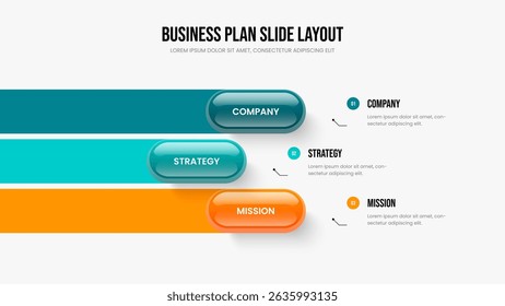 Marketing Strategy 3 Option Diagram Slide Template. Digital Plan Presentation Layout Vector Illustration. Creative Planning Three Step Infographic Frame Design.