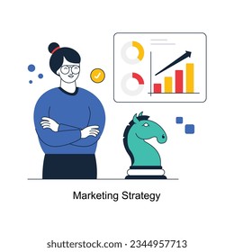 Abstrakte Konzeption der Marketingstrategie, Vektorgrafik in einer Stockillustration mit Flachstil