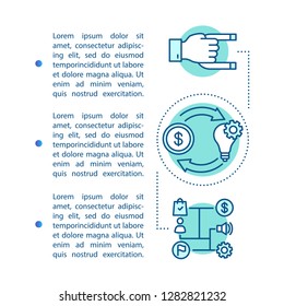 Marketing strategy article page template. IMC. Customer attraction. Brochure, magazine, booklet design. Advertising campaign. Integrated marketing communication. Print design. Concept with text space