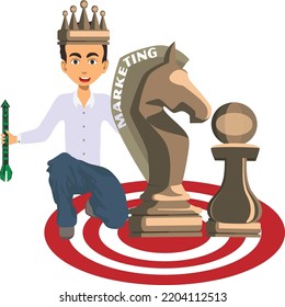 marketing strategy background king chess pieces icons sketch