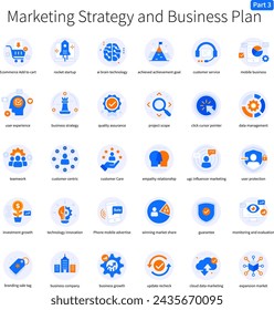 Marketing Strategy and Business Plan Icon Set Part 3 Orange Blue