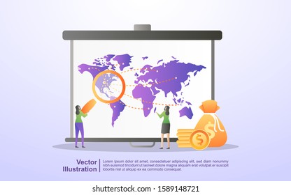 Marketing strategy concept. Attention announcement, digital marketing, public relations, advertising campaign, business promotion. Can use for web landing page, banner, mobile app. Vector Illustration