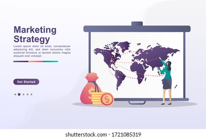 Marketing strategy concept. Attention announcement, digital marketing, public relations, advertising campaign, business promotion. Can use for web landing page, banner, mobile app. Vector Illustration