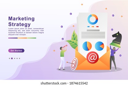Marketing strategy concept. Attention announcement, digital marketing, public relations, advertising campaign, business promotion. Can use for web landing page, banner, mobile app. Vector Illustration