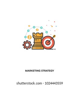 Marketing strategy concept design. Vector line design
