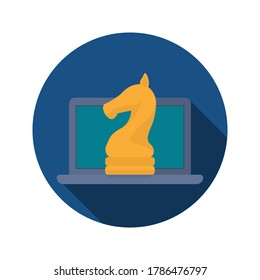 Marketing strategy flat icon with long shadow. Digital marketing illustration. Vector.
