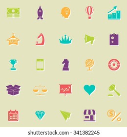 Marketing strategy flat icons with shadow, stock vector