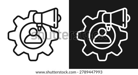 Marketing Strategy Icon In Black And White Line Style