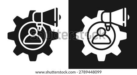 Marketing Strategy Icon In Black And White Glyph Style