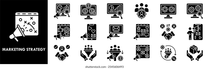 Marketing Strategy icon collection set. Containing design business, strategy, marketing, technology, success, management