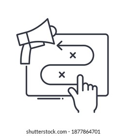 Marketing strategy icon, linear isolated illustration, thin line vector, web design sign, outline concept symbol with editable stroke on white background.