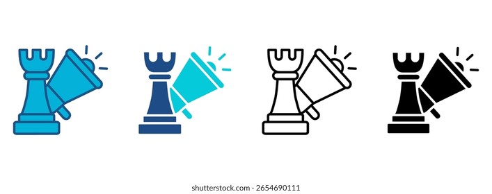Marketing Strategy Icon Set With Multiple Styles. Vector Illustration