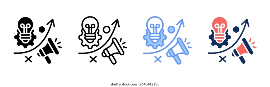 Icono de estrategia de marketing colección de varios estilos