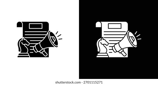 Marketing strategy icon silhouette vector in black colors. flat symbol logo design style