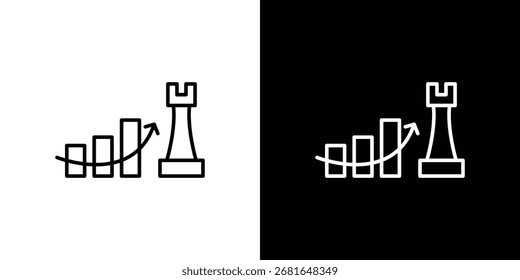 Icono de estrategia de marketing simple pictograma de Vector. concepto de icono en blanco y negro
