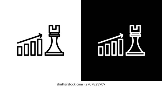 Marketing strategy icon symbol in thin line, outline and stroke style for apps