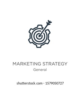 Marketing strategy icon. Thin linear marketing strategy outline icon isolated on white background from general collection. Line vector sign, symbol for web and mobile