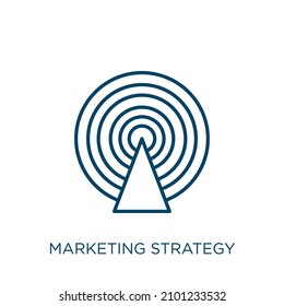 icono de estrategia de marketing. Icono de esquema de estrategia de marketing lineal delgado aislado en fondo blanco. Signo de estrategia de marketing de vectores de línea, símbolo para web y móvil
