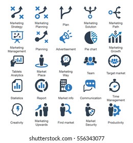 Marketing Strategy Icons - Blue Series (Set 1)