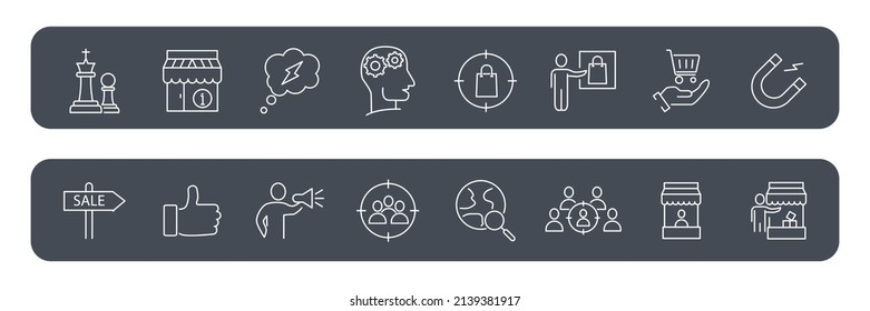 Marketing Strategy icons set . Marketing Strategy pack symbol vector elements for infographic web