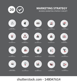Marketing strategy icons,Black background version,vector
