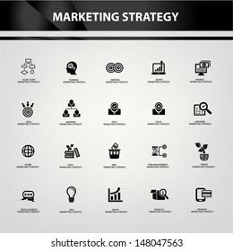 Marketing strategy icons,Black version,vector