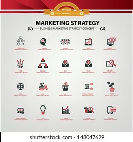 Marketing strategy icons,Red version,vector