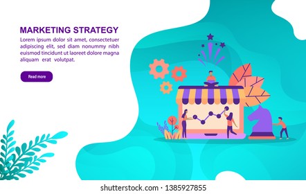 Marketing strategy illustration concept with character. Template for, banner, presentation, social media, poster, advertising, promotion