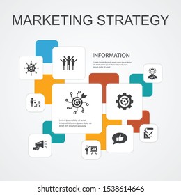 marketing strategy Infographic 10 line icons template.planning, marketing manager, presentation, planning simple icons