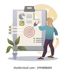 Marketing Strategy. Isolated flat style colored illustration. Marketing solution. Analytics, calculation of efaectivity.