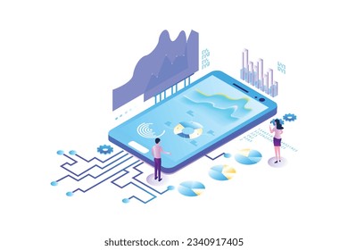 Marketing Strategy Isometric Concept Landing Page