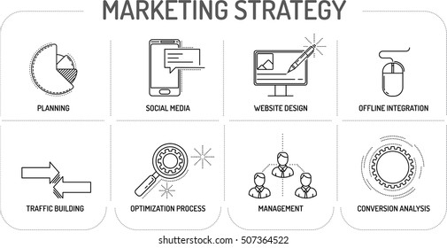 Marketing Strategy - Line icons Concept