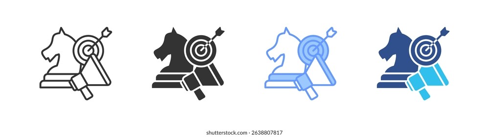 Marketing Strategy Multi Style Icon Set Vector