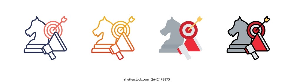 Estrategia de marketing Multi Style Icon Set Vector