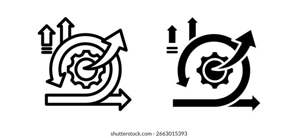 Marketing Strategy multiple icon set of two.line and glyph vector illustration
