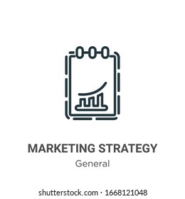 Icono de vector de esquema de estrategia de marketing. Icono de estrategia de marketing en negro en línea delgada, ilustración de elemento simple vector plano del concepto general editable trazo aislado en fondo blanco