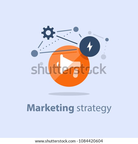 Marketing strategy plan, megaphone icon, attention announcement, public relations concept, advertising campaign, social media viral commercial, business promotion, customer attraction, vector icon