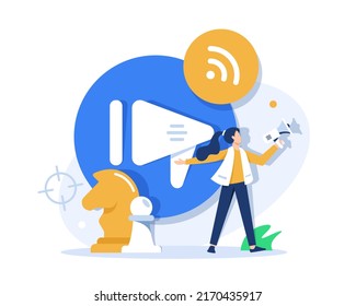 Marketing strategy plan,attention announcement, public relations concept,advertising campaign, social media viral commercial